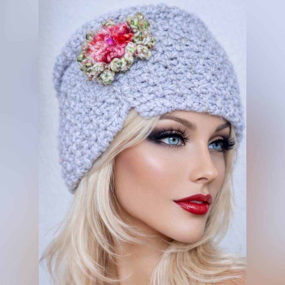 Hand Knits 2 Love Headband Bandana Headwrap Flower Bead Designer Fashion Hip Fun